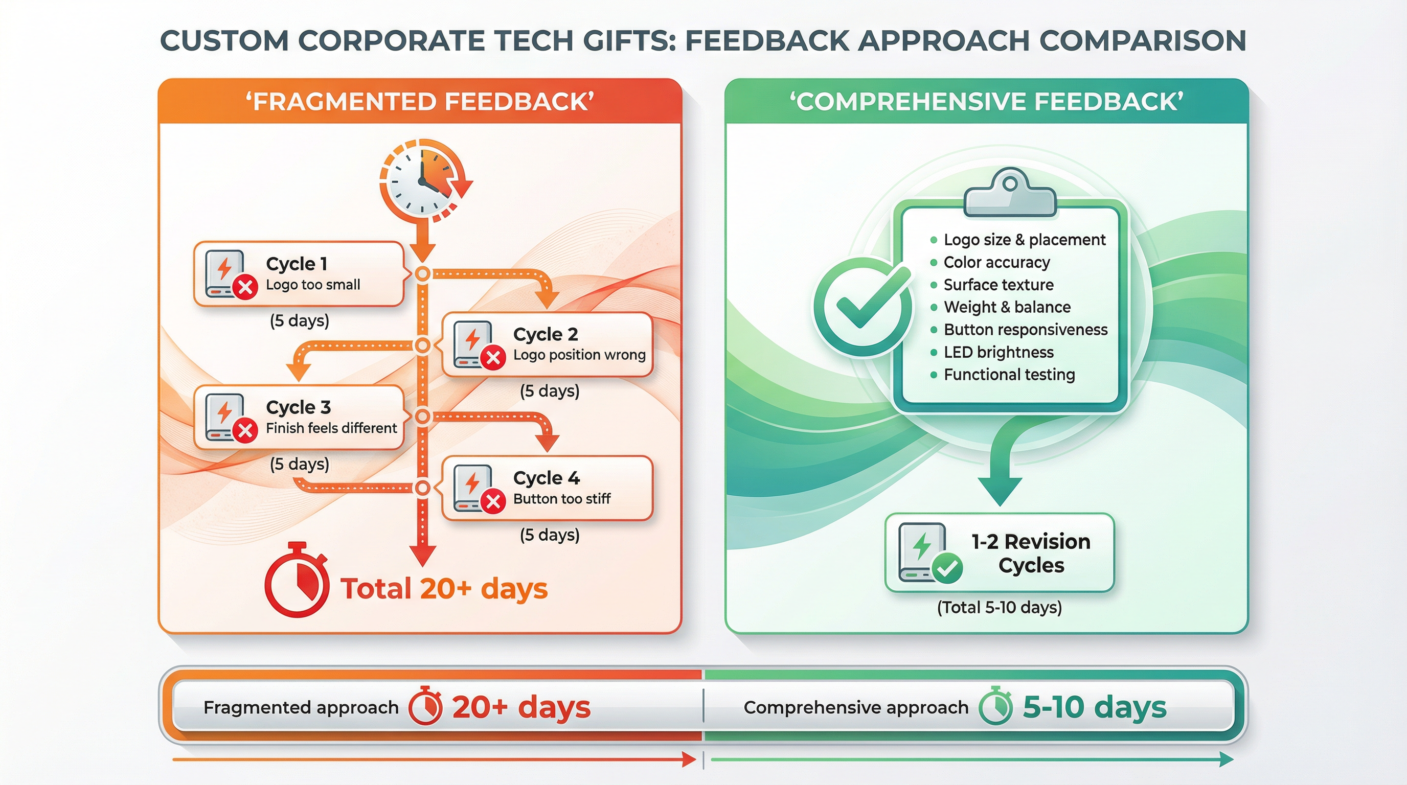 Comparison of fragmented versus comprehensive sample feedback approaches for custom tech gifts